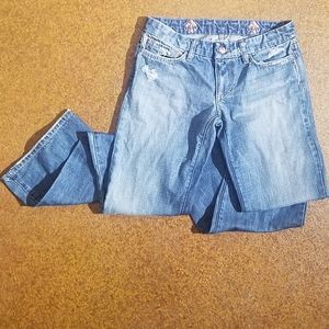 Joe's mushroom bootcut distressed jeans